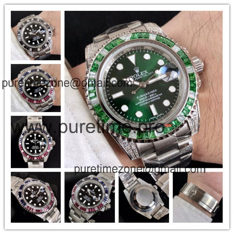 Replica Submariner Japan Miyota 8215 Automatic Movement Mens Watch Green Dial Oyster Bracelet SS E179