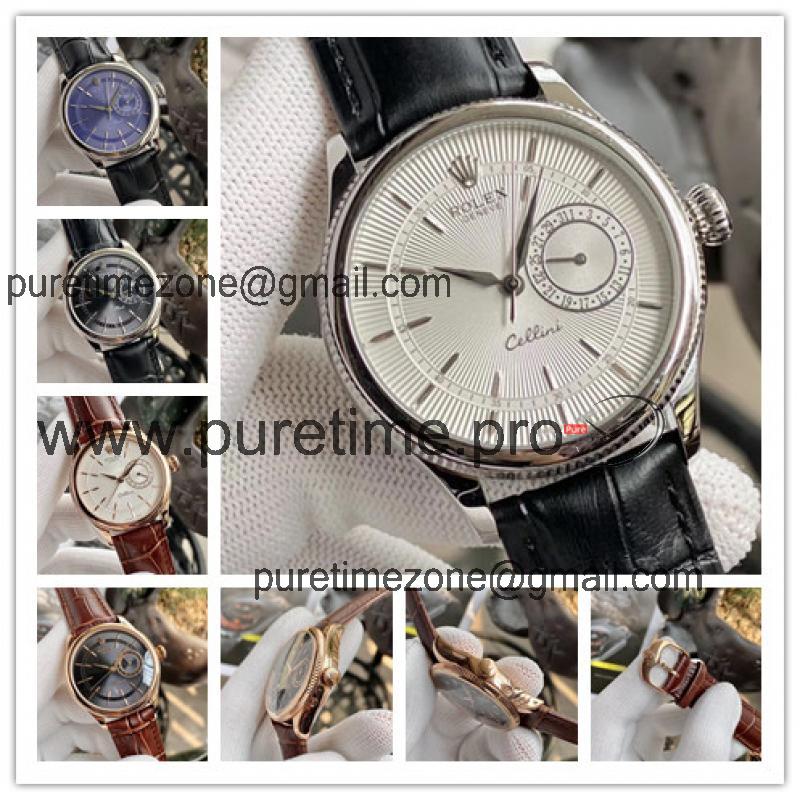 Replica Cellini  A21J Automatic Movement Mens Watch White Dial Leather Strap E205