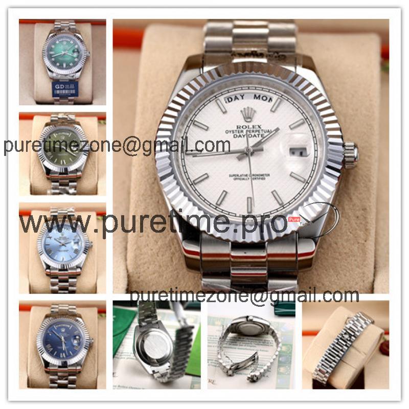 Replica  Day-Date  Miyota 8285 Automatic Movement Mens Watch  White Dial Oyster Bracelet SS A E206