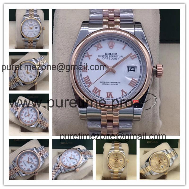 Replica Datejust A2813 Automatic Mens Watch White Dial Jubilee Bracelet Rose Gold E226