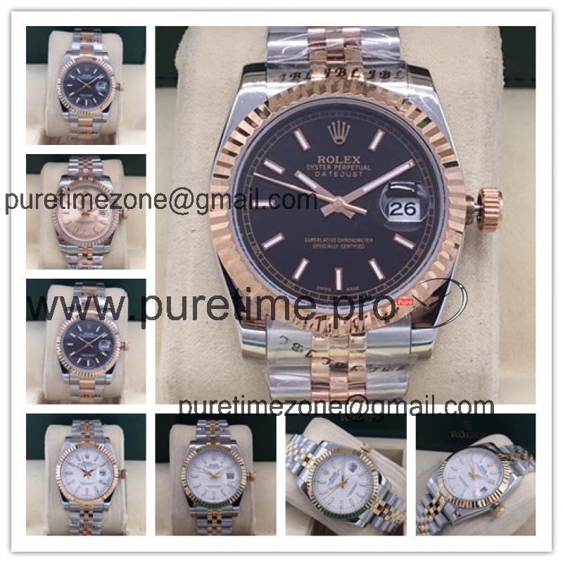 Replica Datejust A2813 Automatic Mens Watch Black Dial Jubilee Bracelet Rose Gold E227