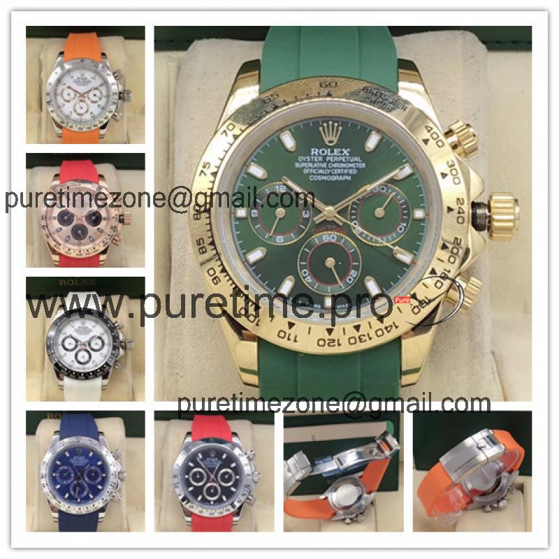 Replica Cosmograph Daytona  A21j Automatic Movement Mens Watch Green Dial Rubber Strap E228