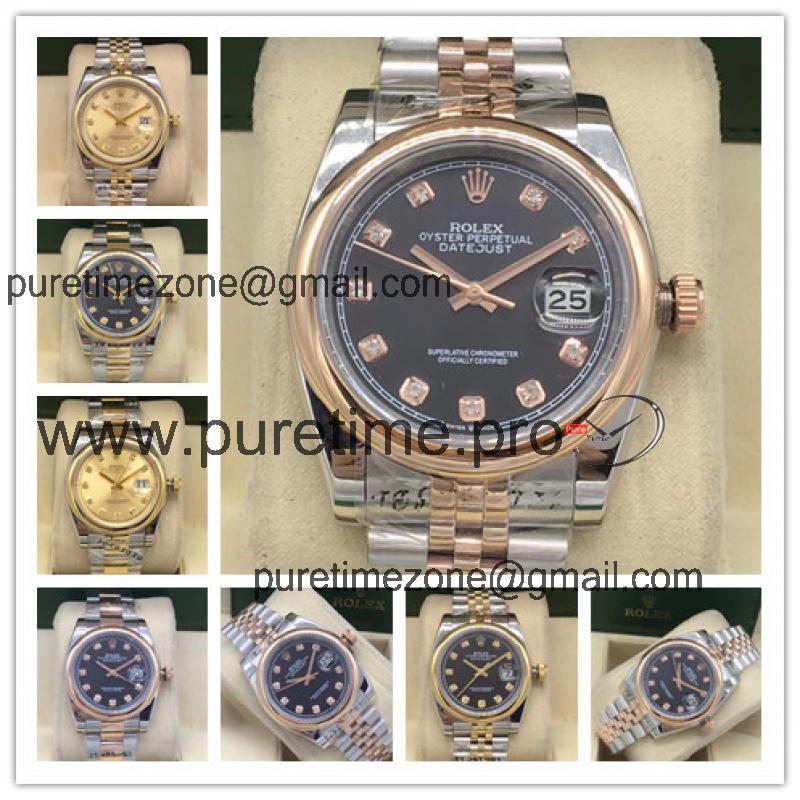 Replica Datejust A2813 Automatic Mens Watch Black Dial Jubilee Bracelet Rose Gold E230