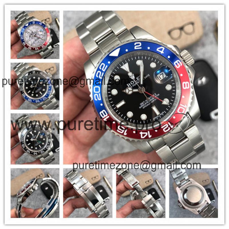 Replica GMT-Master II A2813 Automatic Movement Mens Watch Black Dial Oyster Bracelet SS E242