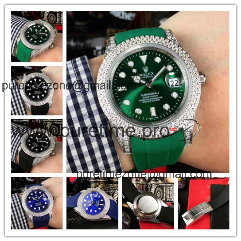 Replica Submariner A21J Automatic Movement Mens Watch Green Dial Rubber Strap E274