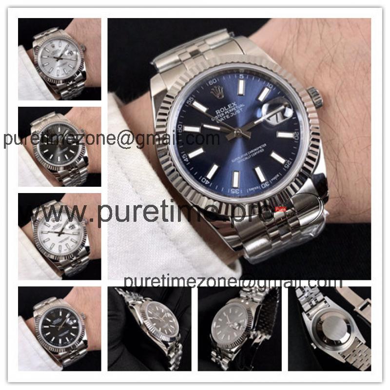 Replica Datejust A2836 Automatic Movement Mens Watch Blue Dial Oyster Bracelet SS C E291