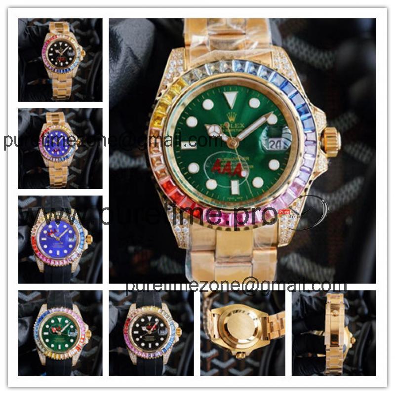 Replica Submariner A21j Automatic Movement Mens Watch Green Dial Oyster Bracelet Yellow Gold E304