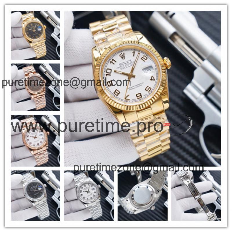 Replica Datejust A2836 Automatic Movement Mens Watch White Dial Oyster Bracelet Yellow Gold E311