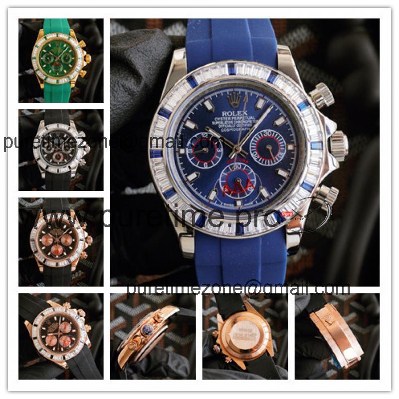 Replica Cosmograph Daytona A21j Automatic Movement Mens Watch Blue Dial Rubber Strap E325