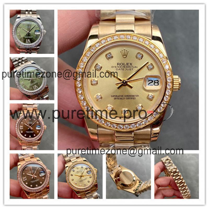 Replica Datejust A21J Automatic Movement Womens Watch Gold Dial  Oyster Bracelet ​Yellow Gold B E330