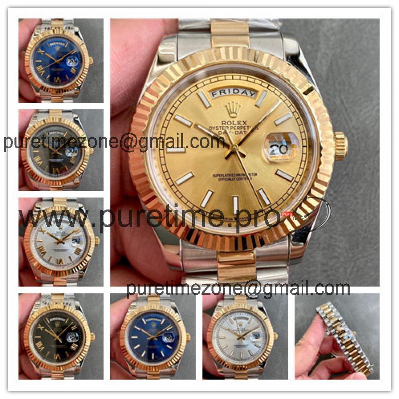 Replica Day-Date A21j Automatic Movement Mens Watch Gold Dial Oyster Bracelet Yellow Gold B E332