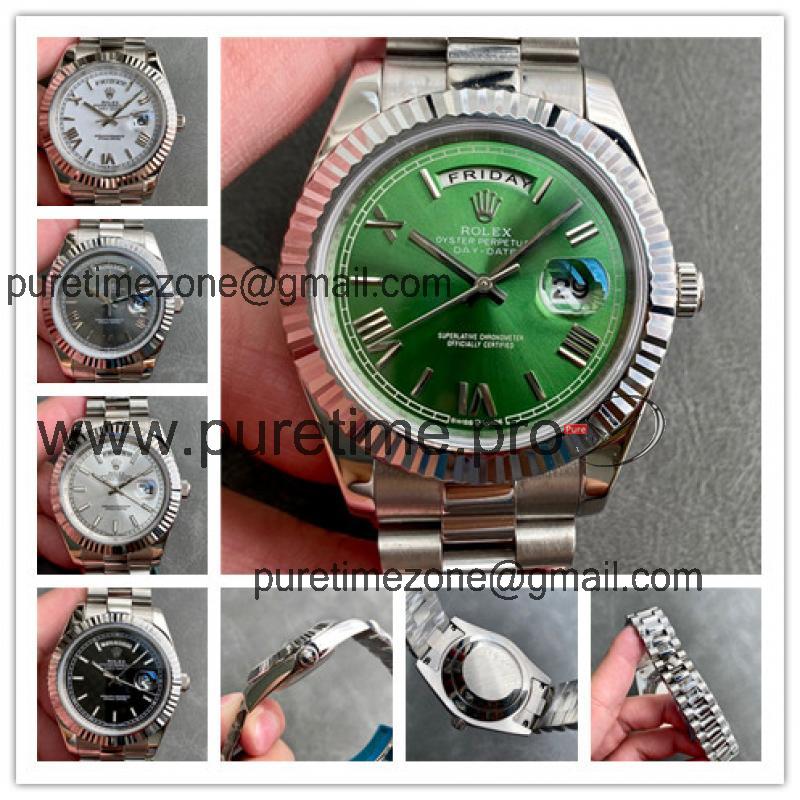 Replica Day-Date A21j Automatic Movement Mens Watch Green  Dial Oyster Bracelet SS D E332