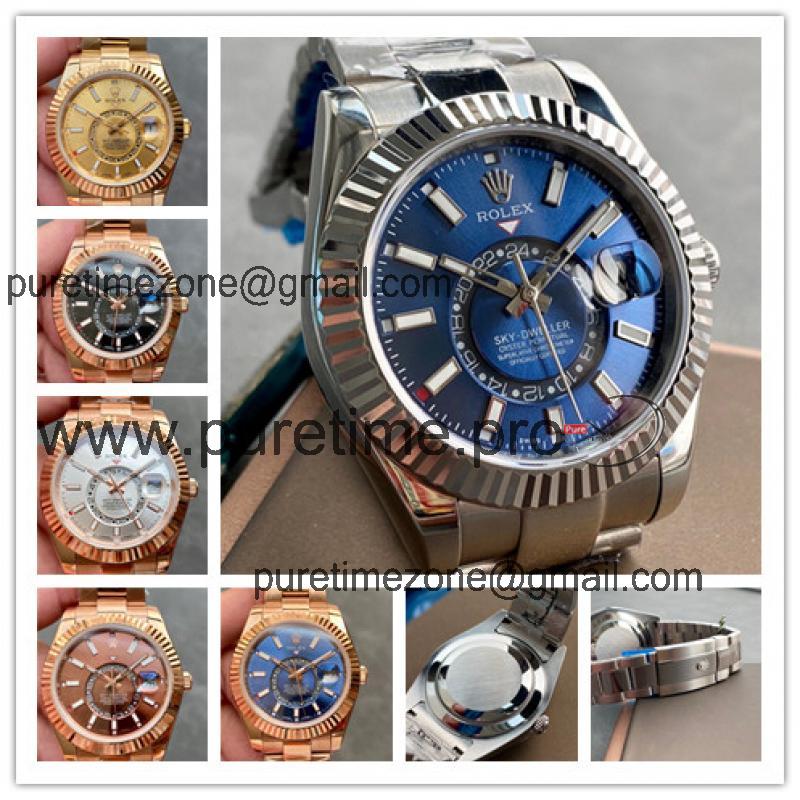 Replica Sky-Dweller 5833 Automatic Movement Mens Watch Blue Dial Oyster Bracelet SS B E334