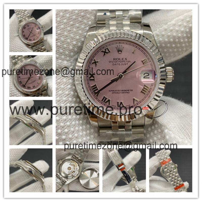 Replica Datejust A2824 Automatic Movement Womens Watch Pink Dial Jubilee Bracelet SS E342