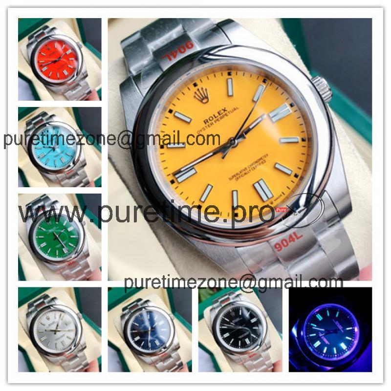 Replica Oyster Perpetual Japan Miyota 8215 Automatic  Mens Watch Yellow Dial Oyster Bracelet SS E387