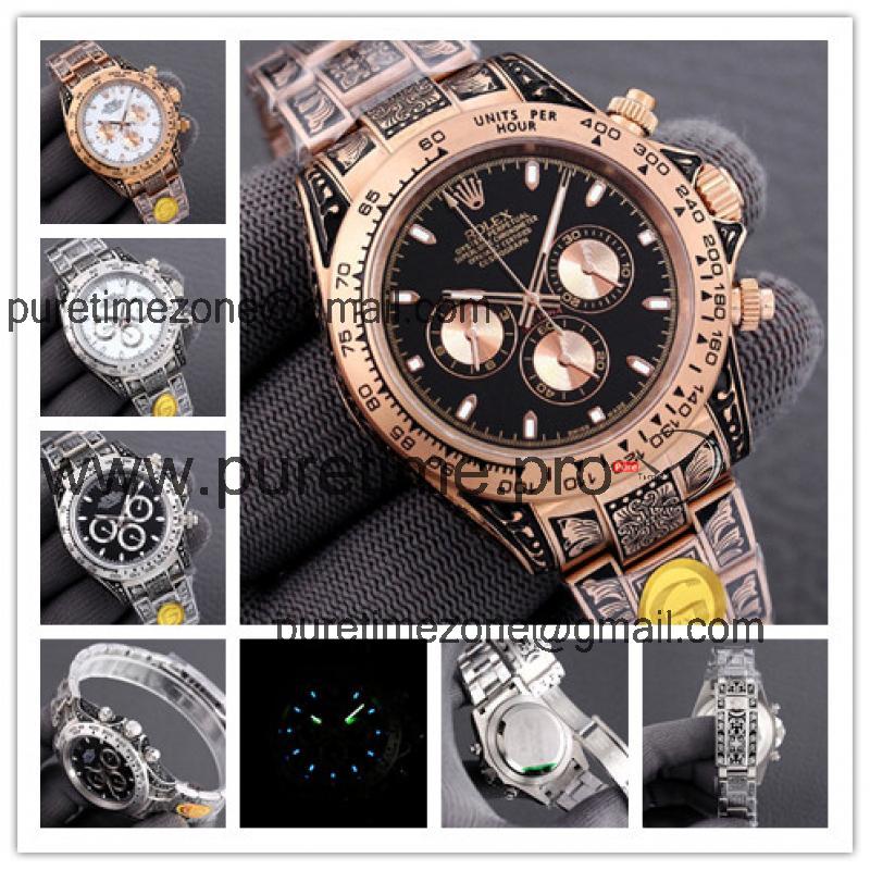 Replica Cosmograph Daytona A21J Automatic Mens Watch Black Dial Vintage Engraving Bracelet C E404