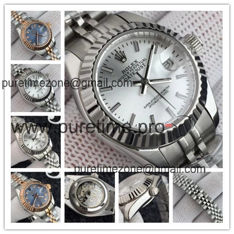 Replica Datejust Japan Seiko NH05 Automatic Womens Watch White Dial Jubilee Bracelet SS B225