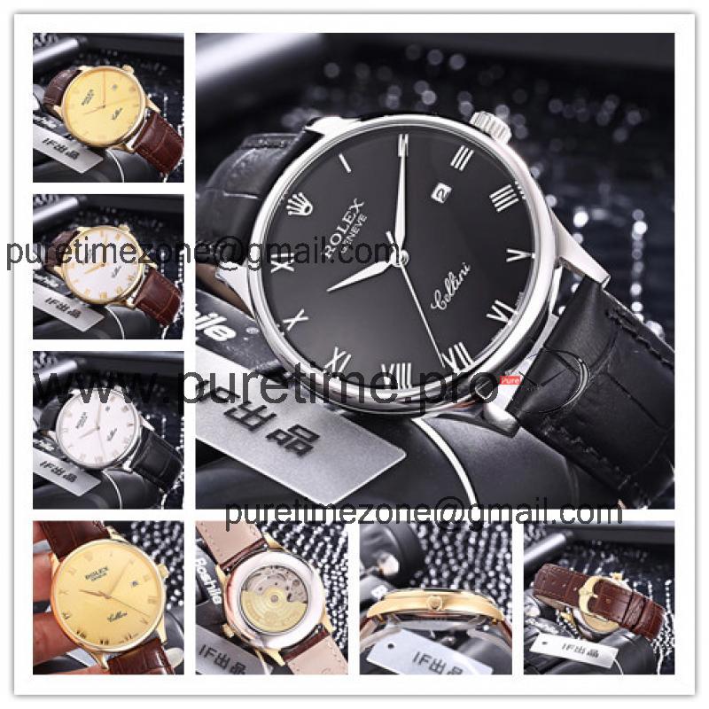 Replica Cellini Japan Miyota 8215 Automatic Movement  Mens Watch Black Dial Leather Strap B230