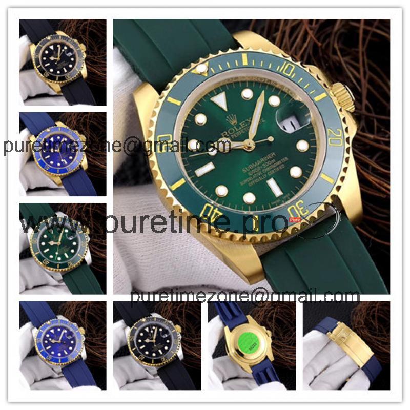 Replica Submariner A21J Automatic Movement Mens Watch Green Dial  Rubber Strap A B234