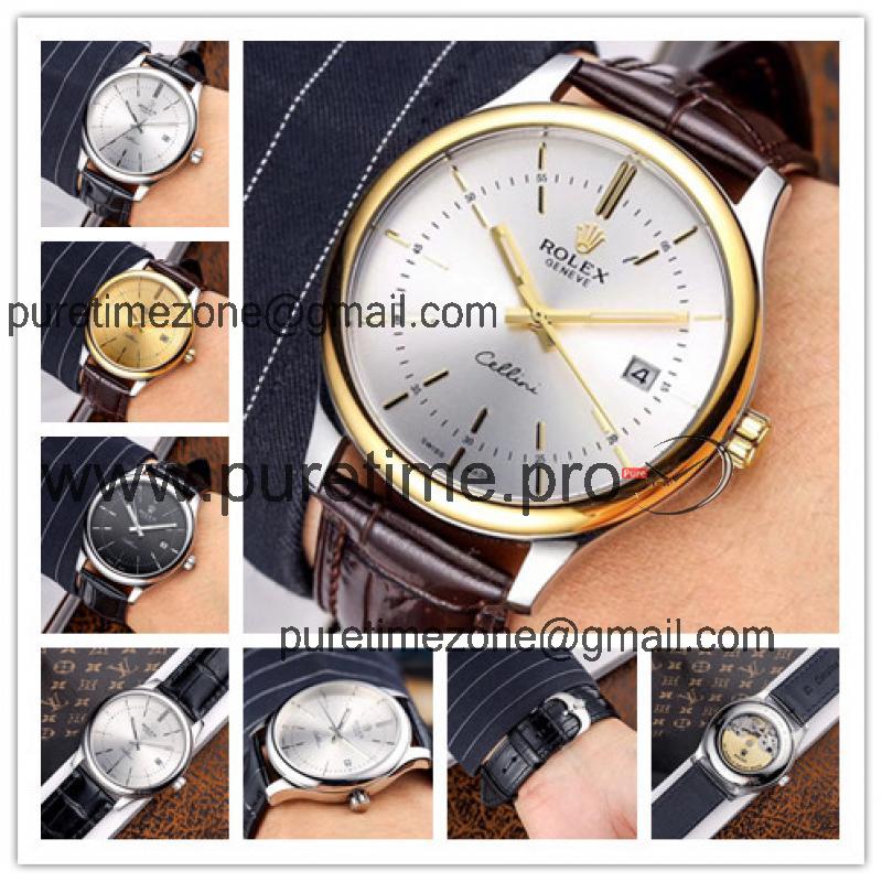 Replica Cellini Japan Miyota 8215 Automatic Movement  Mens Watch White Dial Leather Strap A B245