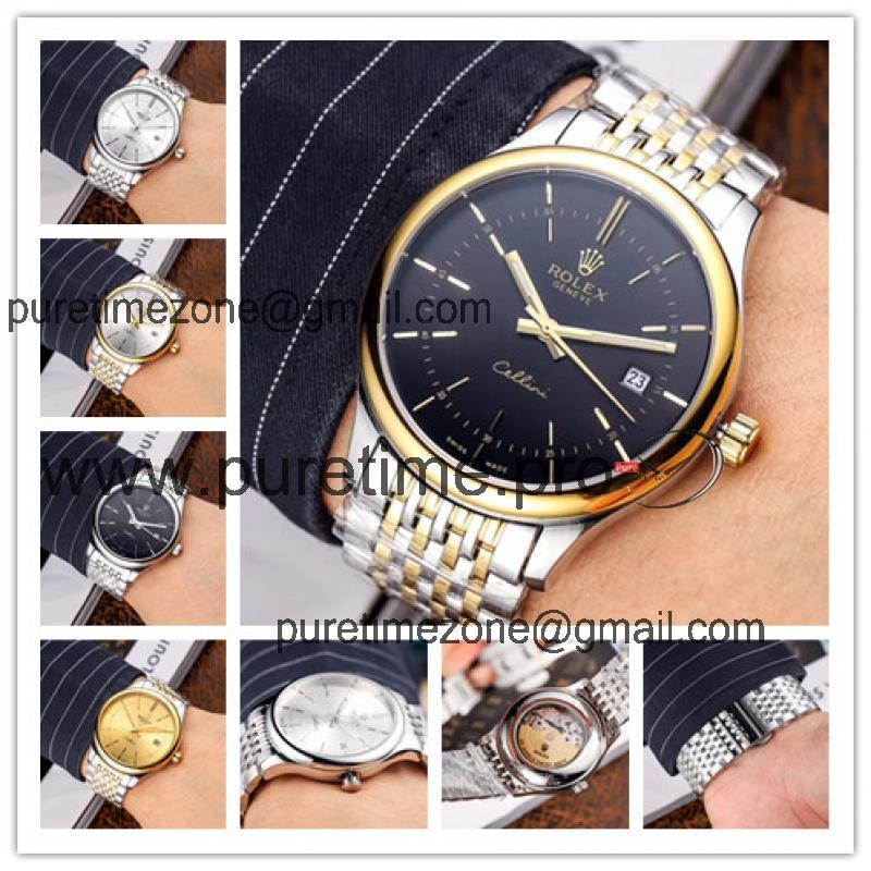 Replica Cellini Japan Miyota 8215 Automatic Movement  Mens Watch Black Dial Two Tone Yellow Gold B B245