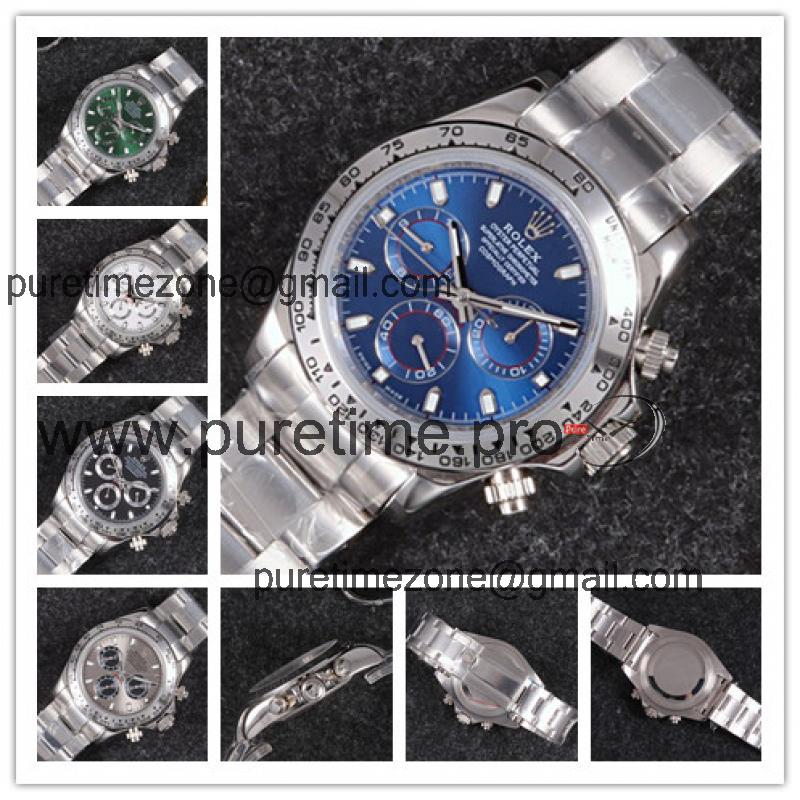 Replica Cosmograph Daytona A21J Automatic Mens Watch Blue Dial Oyster Bracelet SS A B254