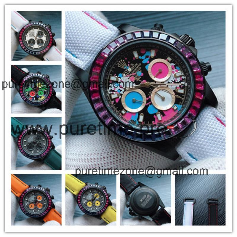 Replica Cosmograph Daytona A21J Automatic Mens Watch Graffiti Dial  Nylon Strap  B256