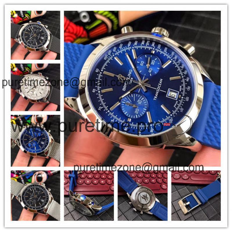 Replica Premier Japan Quartz Chronograph Mens Watch Blue Dial Rubber Strap C08