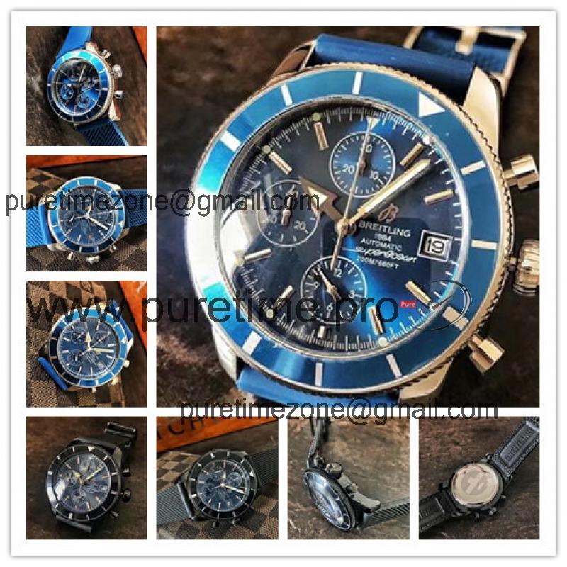 Replica Superocean Héritage  Japan Quartz Chronograph Mens Watch Blue Dial Rubber Strap C29