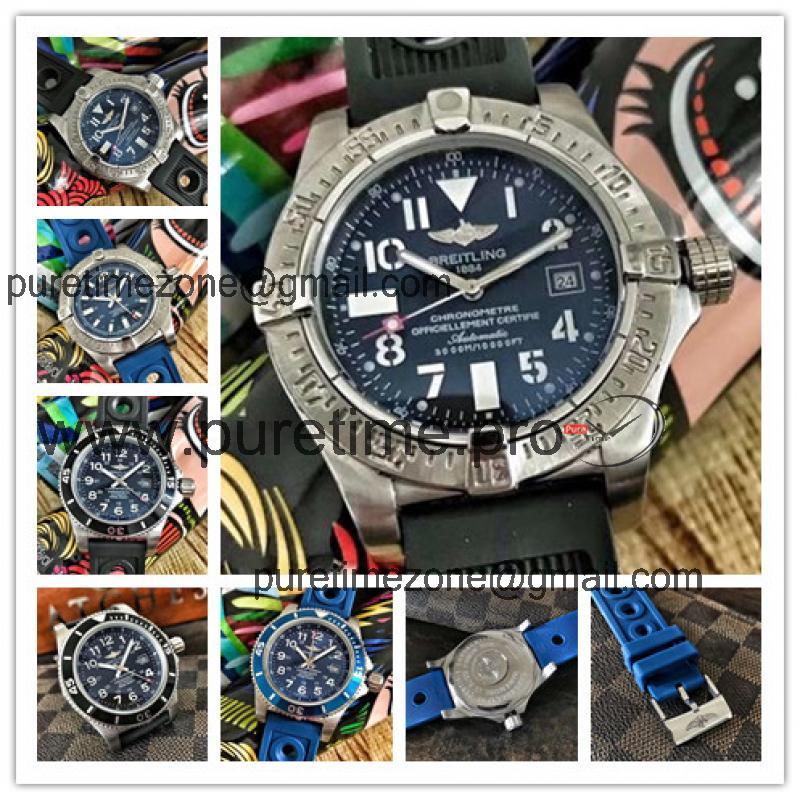 Replica Superocean A21j Automatic Movement Mens Watch Black Dial Rubber Strap C32