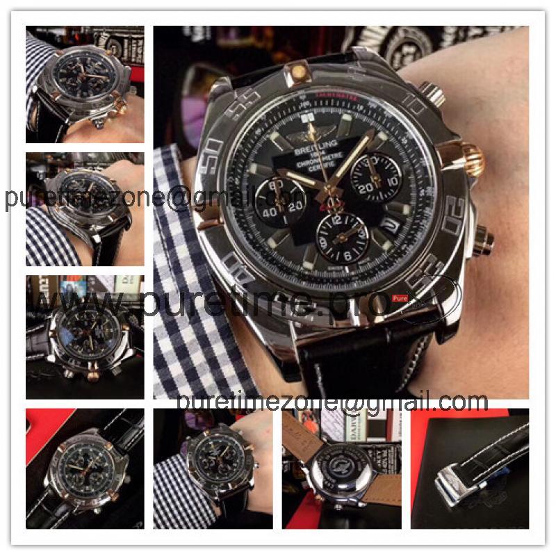 Replica Avenger Japan Quartz Chronograph Mens Watch Black Dial Leather Strap C55