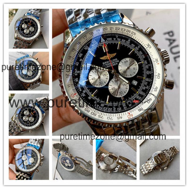 Replica Navitimer Japan Quartz Chronograph Mens Watch Black Dial Stainless Steel C70