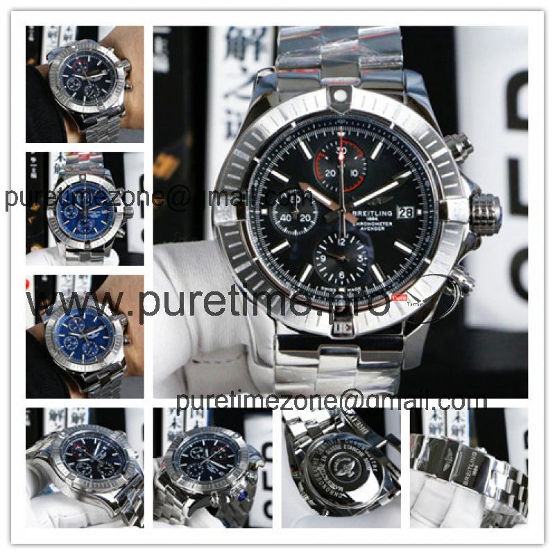 Replica Avenger Japan Quartz Chronograph Mens Watch Black Dial Oyster Bracelet SS C79