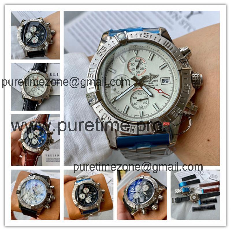 Replica Avenger Japan Quartz Chronograph Mens Watch White Dial Oyster Bracelet SS C87