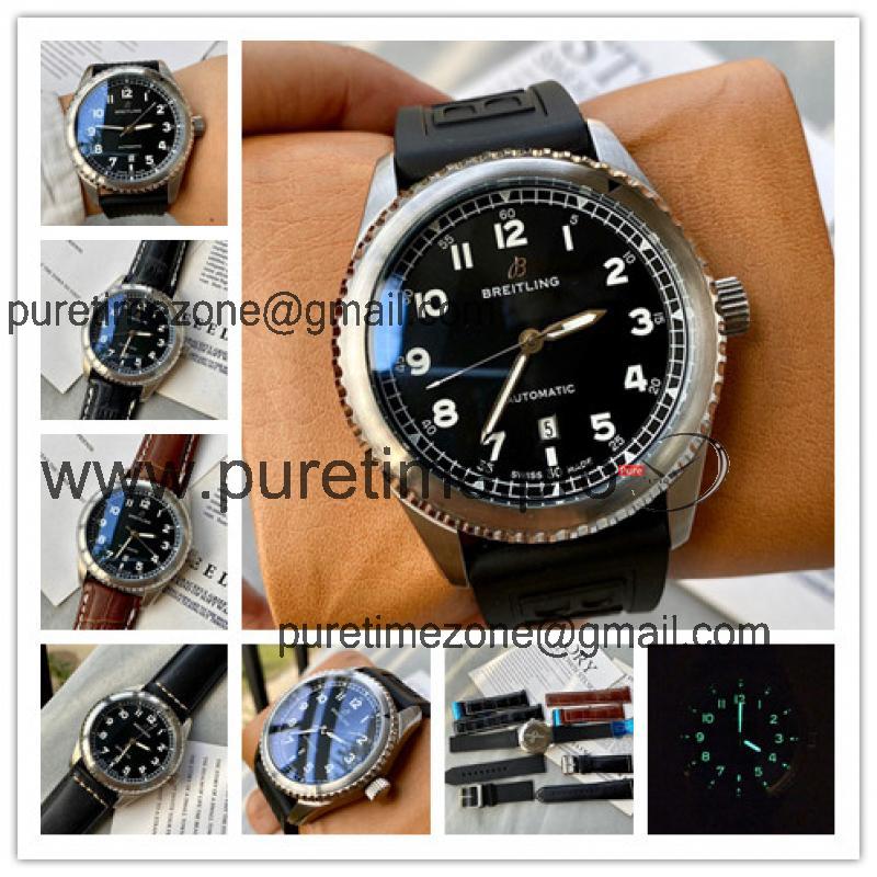 Replica Navitimer A21j Automatic Movement Mens Watch Black Dial Rubber Strap C89