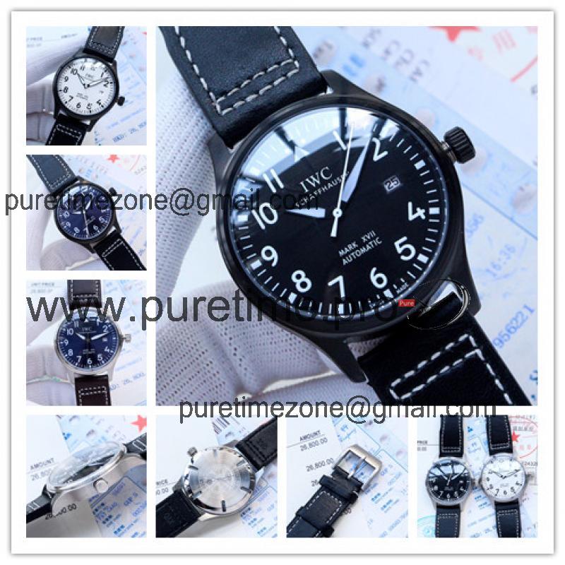 Replica Pilot Japan Miyota 8215 Automatic Mens Watch Black Dial Leather Strap E43