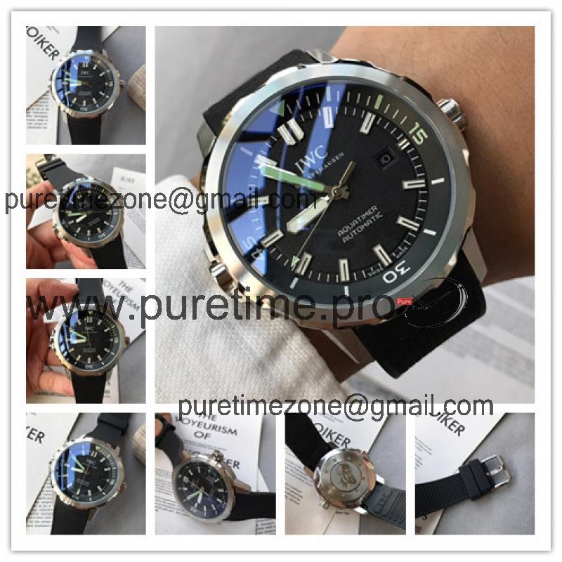 Replica Aquatimer Family A21j Automatic Movement Mens Watch Black Dial Rubber Strap E45