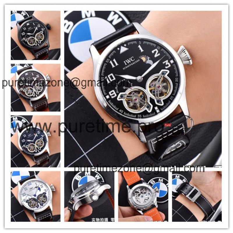 Replica Pilot A21j Automatic Movement Mens Watch Black Dial Leather Strap A E49