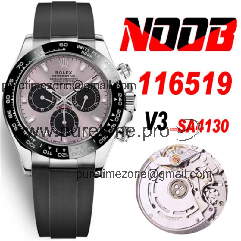 Daytona 116519 SA4130 Automatic Chronograph Mens Watch Best Edition NOOB V3 Gray Black Dial Oysterflex Rubber CHS