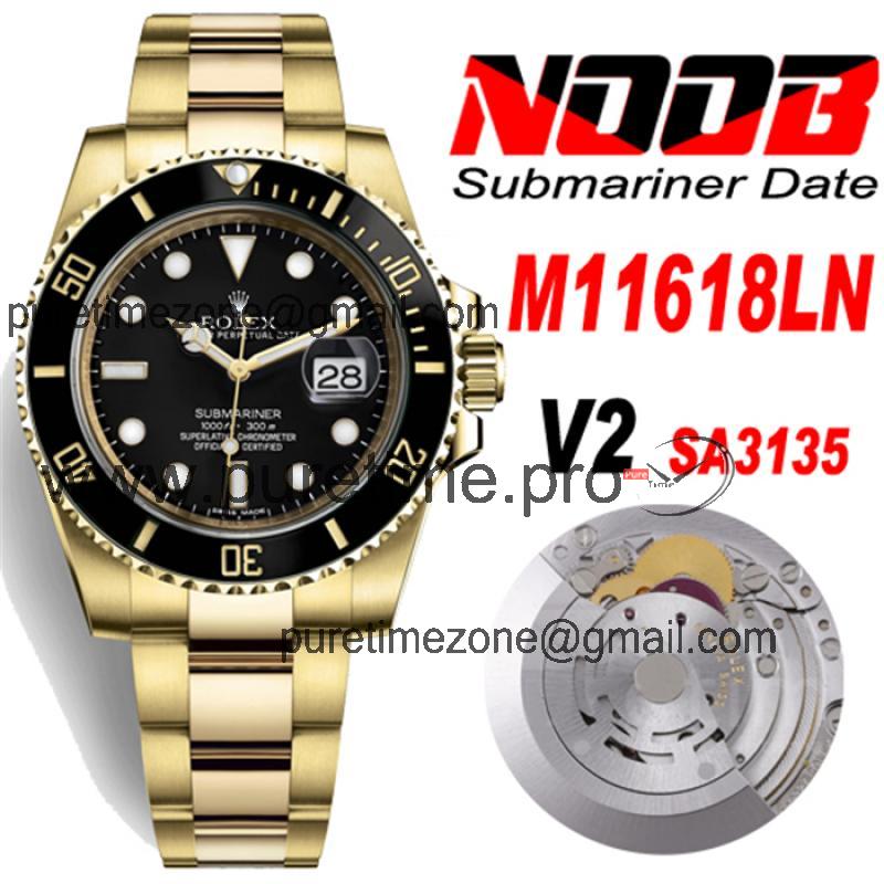 NOOB V2 SA3135 Automatic Mens Watch 18K YG Black Dial 904L Steel Case Oyster Bracelet Best Version