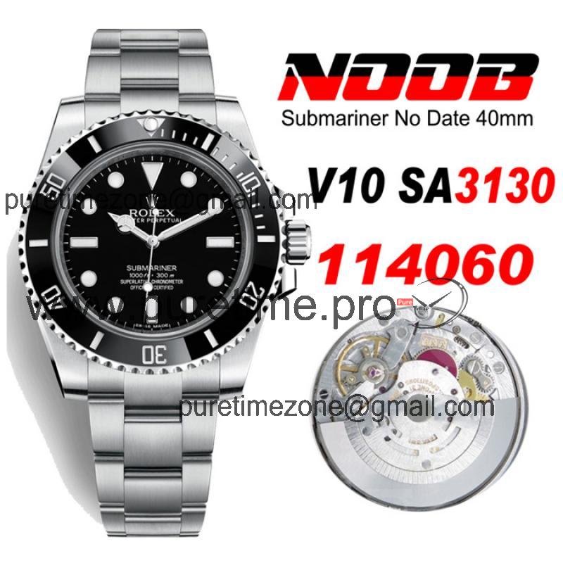 NOOB V10 Submariner 114060 SA3130 Automatic Mens Watch Black Dial Not Date 904L Steel & Bracelet Best Edition