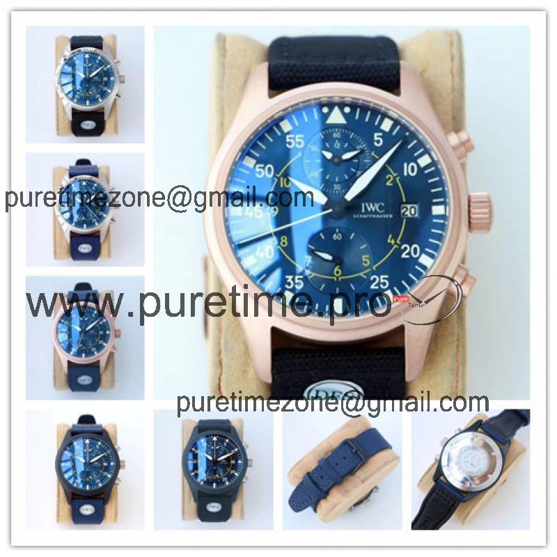 Replica Pilot Japan Quartz Chronograph Movement Mens Watch Blue Dial Nylon Strap E175