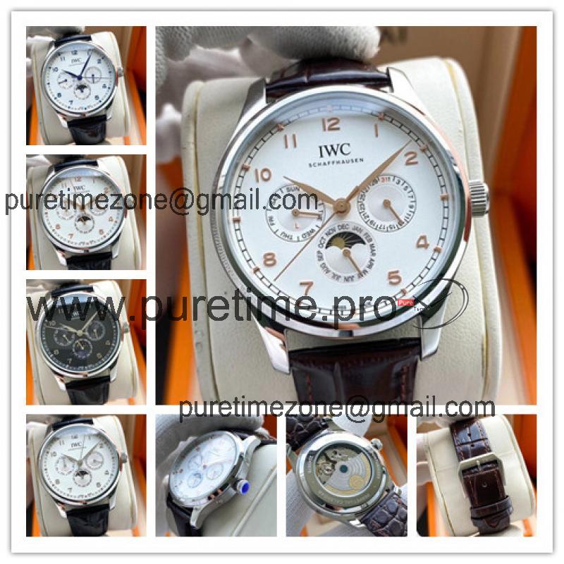 Replica Portugieser A21j Automatic Movement Mens Watch White Dial Leather Strap B E178