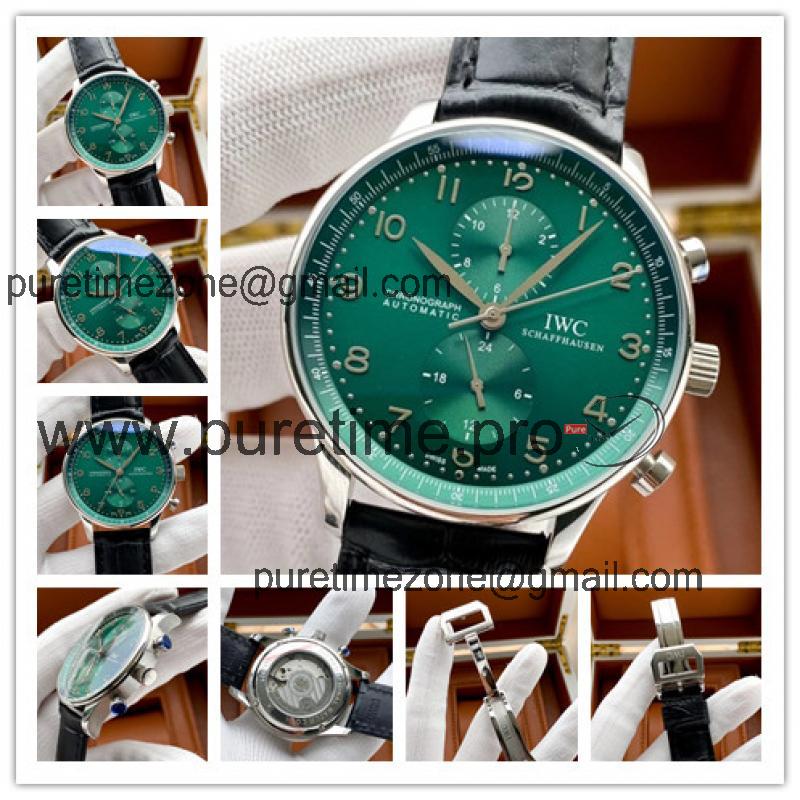 Replica Portugieser A3836 Automatic Movement Mens Watch Green Dial Leather Strap E180