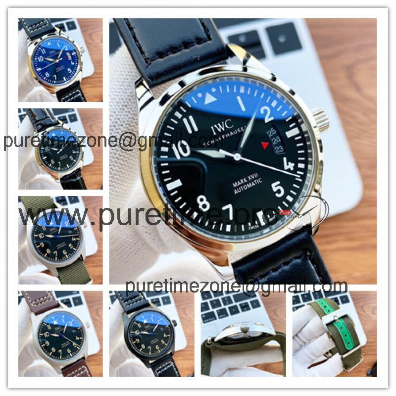 Replica Pilot Japan Miyota 8215 Automatic Mens Watch Black Dial Leather Strap A E186