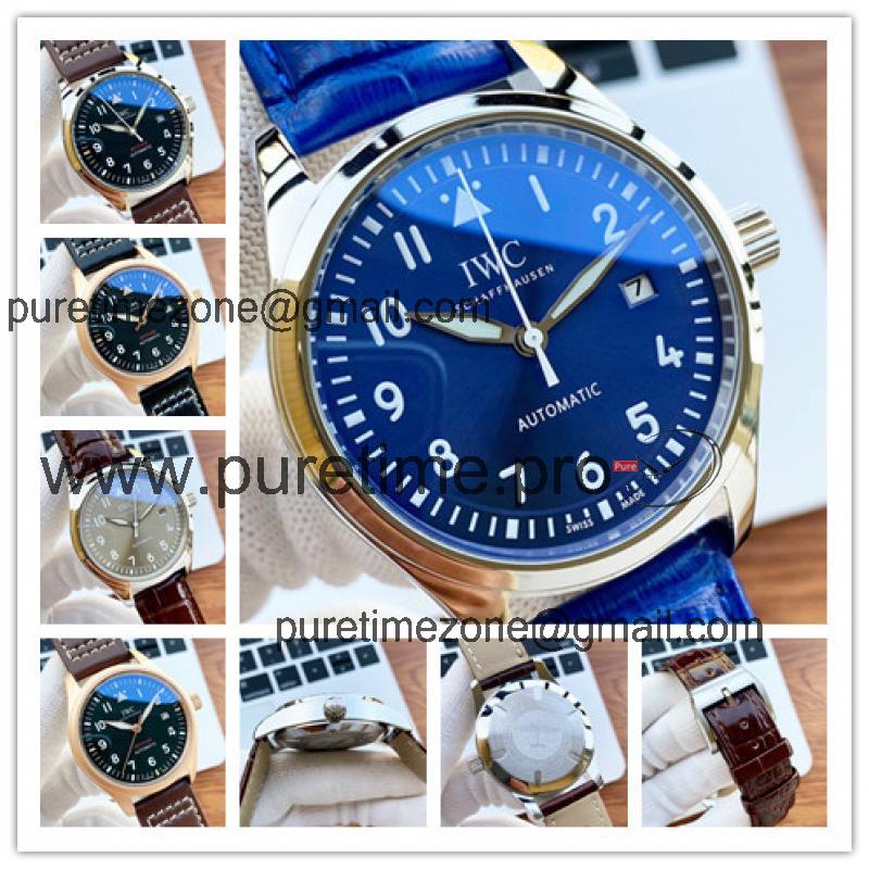 Replica Pilot Japan Miyota 8215 Automatic Mens Watch Blue Dial Leather Strap B E187