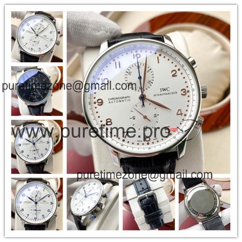 Replica Portugieser A21j Automatic Movement Mens Watch White Dial Leather Strap E189