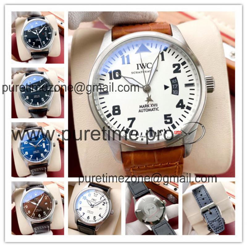 Replica Pilot A21j Automatic Movement Mens Watch White Dial Leather Strap B E190