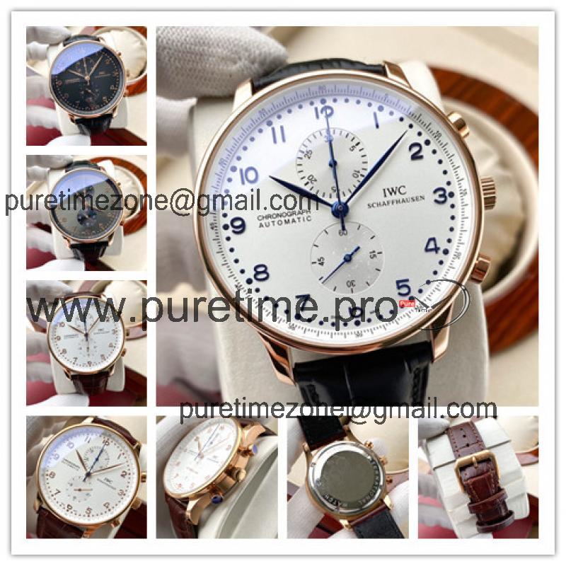 Replica Portugieser A21j Automatic Movement Mens Watch White Dial Leather Strap E191