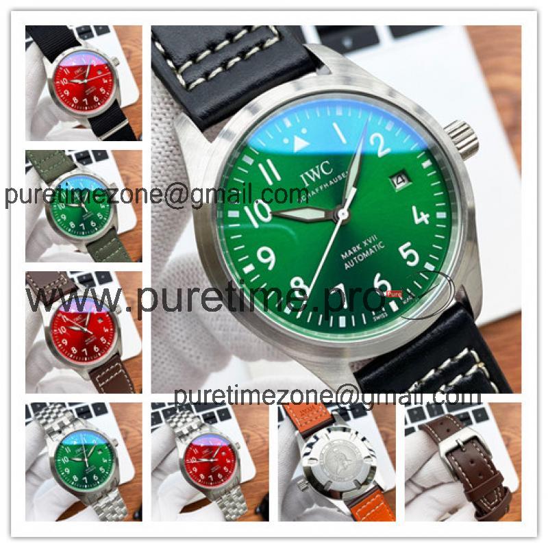 Replica Pilot A21j Automatic Movement Mens Watch Green Dial Leather Strap E201